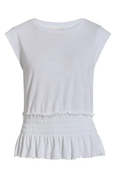 Treasure & Bond Smocked Waist Peplum Muscle Tank In White
