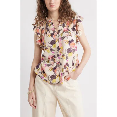 Treasure & Bond Smocked Yoke Linen Blend Shirt
