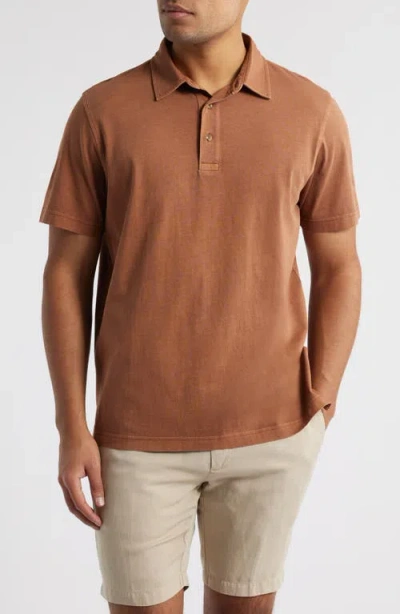 Treasure & Bond Solid Cotton Jersey Polo In Brown Aztec