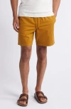 Treasure & Bond Solid Deck Stretch Cotton Shorts In Brown Gold