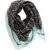 Treasure & Bond Square Satin Scarf In Black- Blue Thea Trellis
