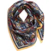 Treasure & Bond Square Satin Scarf In Navy- Orange Lily Pond