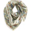 Treasure & Bond Square Satin Scarf In Olive- Ivory Sian Strokes