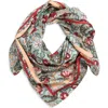 Treasure & Bond Square Satin Scarf In Teal Vintage Floral