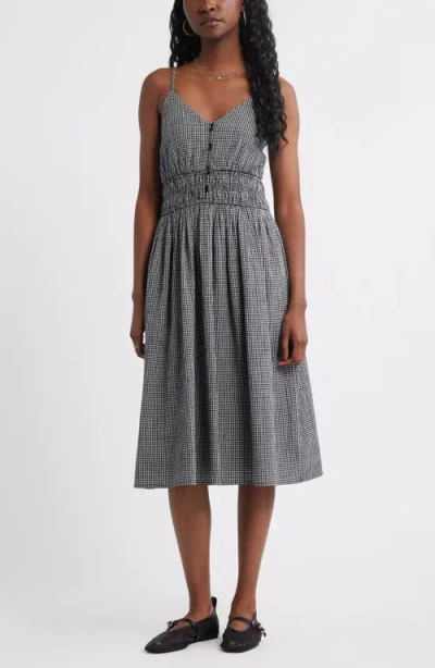 Treasure & Bond Strappy Smocked Gauze Midi Dress In Gray