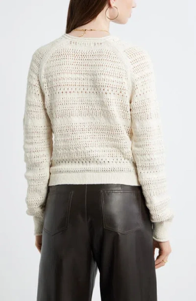 Treasure & Bond Stripe Pointelle Knit Button Front Cotton Cardigan In Neutral