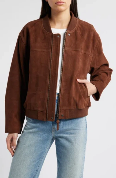 Treasure & Bond Suede Bomber Jacket In Brown Soil