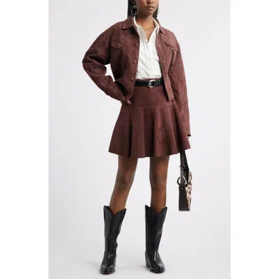 Treasure & Bond Suede Miniskirt In Burgundy