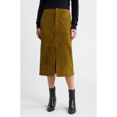 Treasure & Bond Suede Pencil Skirt In Olive Green