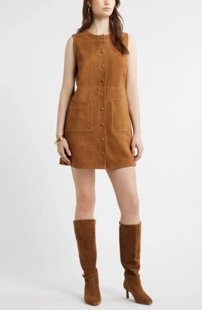 Treasure & Bond Suede Sheath Dress In Brown