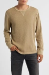 Treasure & Bond Thermal Waffle Slub Knit Long Sleeve T-shirt In Brown