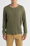 Treasure & Bond Thermal Waffle Slub Knit Long Sleeve T-shirt In Green