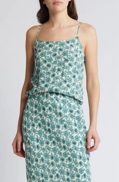 Treasure & Bond Tie Back Camisole In Ivory- Green Celia Floral