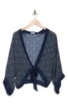 Treasure & Bond Tie Front Wrap Top In Blue