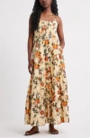 Treasure & Bond Tie Shoulder Tiered Maxi Dress In Multi