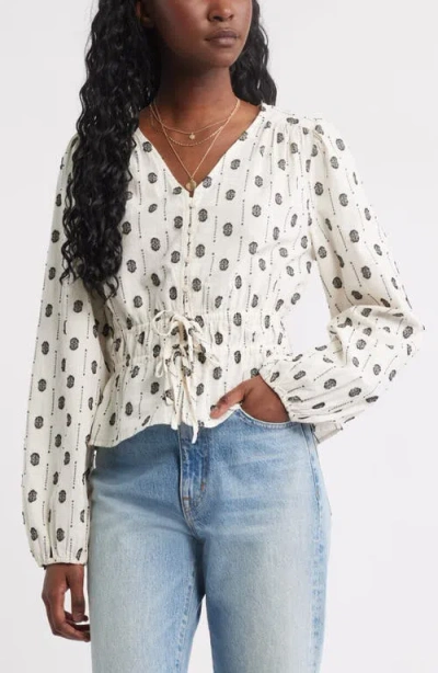Treasure & Bond Tied Peplum Top In White