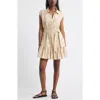 Treasure & Bond Tiered Cotton Mini Shirtdress In Neutral