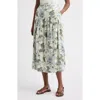 Treasure & Bond Tiered Drop Waist Linen Blend Midi Skirt In Gray