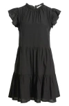 Treasure & Bond Tiered High Neck Shift Minidress In Black