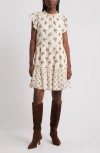 Treasure & Bond Tiered High Neck Shift Minidress In Neutral