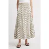 Treasure & Bond Tiered Maxi Skirt In Ivory- Olive Block Floral