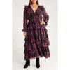 Treasure & Bond Tiered Ruffle Faux Wrap Maxi Dress In Black