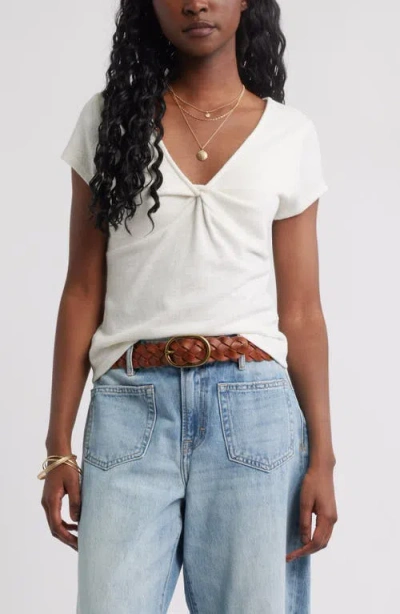 Treasure & Bond Twist Front V-neck Knit Top