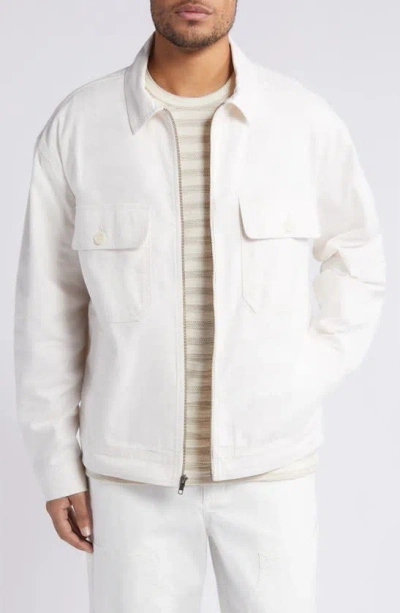 Treasure & Bond Utility Cotton Twill Bomber Jacket In Ivory Egret