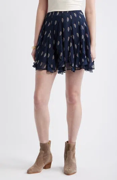 Treasure & Bond Vertical Ruffle Miniskirt In Blue
