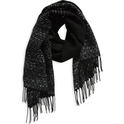 Treasure & Bond Woven Fringed Scarf In Black Jet
