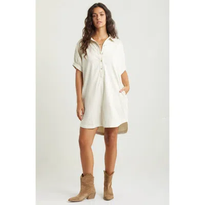 Treasure & Bond Woven Polo Shift Dress In Ivory Dove