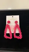 Treasure Jewels Beaded Triangle Earring In Pink In Pink