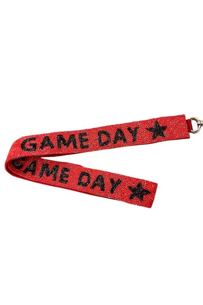 Treasure Jewels Women's Game Day Beaded Bag Strap In Red And Black In Gold