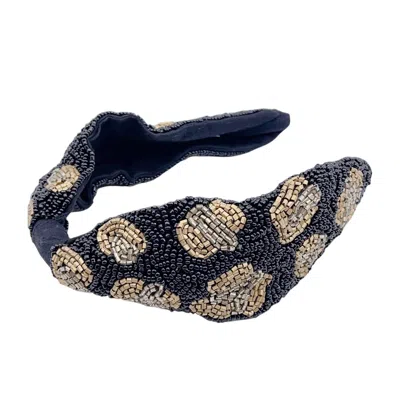 Treasure Jewels Women's Leopard Beaded Headband In Black In Blue