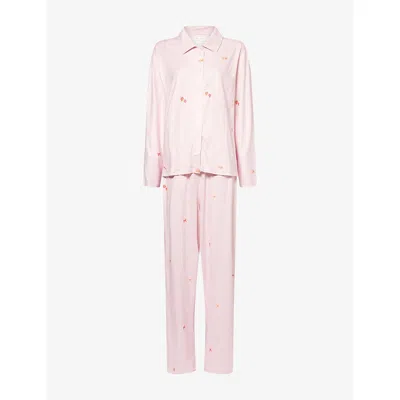 Treats Studio Womens Babypink Soft Launch Gingham-print Stretch-cotton Pyjamas In Animal Print