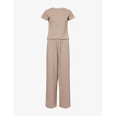 Treats Studio Womens Taupe Cosy Knit Short-sleeve Co-ord Set In Brown