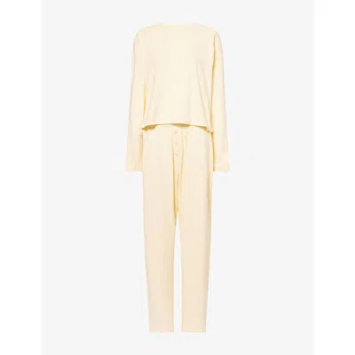 Treats Studio Womens  Long-sleeve Pointelle-knit Cotton-jersey Pyjamas In Yellow