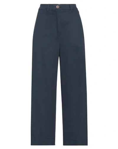 Trebarrabi® Trebarrabi Woman Pants Midnight Blue Size L Cotton, Viscose, Elastic Fibres