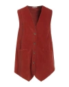 Trebarrabi® Trebarrabi Woman Tailored Vest Rust Size Xs Cotton, Elastic Fibres In Red