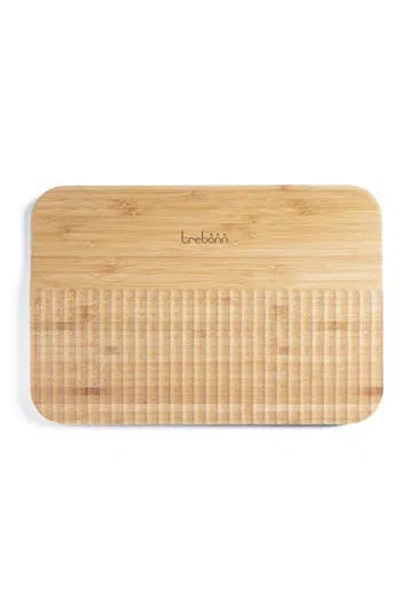 Trebonn Wave Pattern Chop & Slide Small Bamboo Chopping Board In Brown