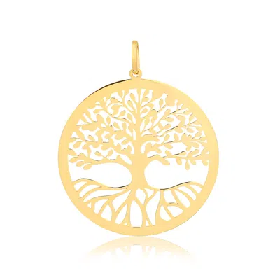 Pre-owned Tree Of Life 18k Solid Yellow Gold  30 Mm Pendant For Necklace For Women