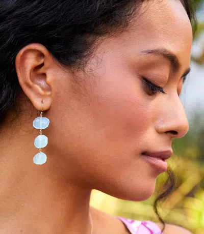 Treisi Tiered Gemstone Earrings In Aqua In Blue
