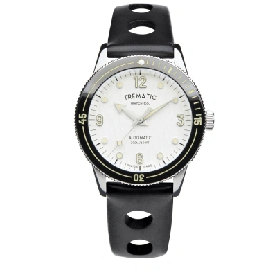 Pre-owned Trematic Men's 'ac 14' White Dial Black Apple Skin Rally Style Strap 1412121r