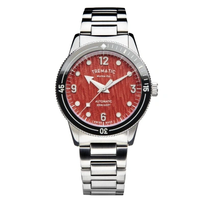 Pre-owned Trematic Mens 'ac 14' Red Dial Stainless Steel Bracelet Automatic Watch 141413