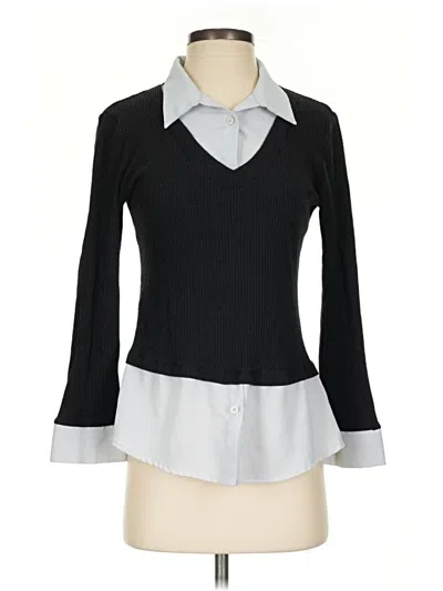 Pre-owned Trend 3/4 Sleeve Blouse In Black