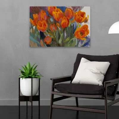 Trend Board Life Apricot Tulips - Floral And Still Life Flowers Tulips Teal And Turquoise Art In Orange