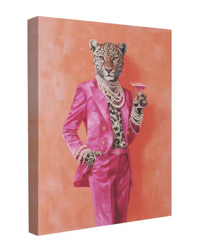 Trend Board Life Leopard Dressed In Pink Satin Suit Fashion Modern Decor Canvas Art Print By  Andreas Magnusson In Multi