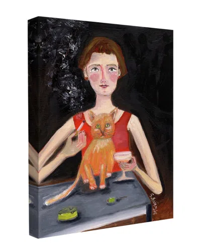 Trend Board Life Vintage Woman With Cocktail & Cat Modern Decor Canvas Art Print By Sharyn Bursic