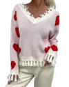 Trend Shop Touch My Heart Sweater In Red In Red