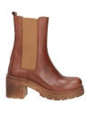 Trend Woman Ankle Boots Tan Size 8 Calfskin In Brown